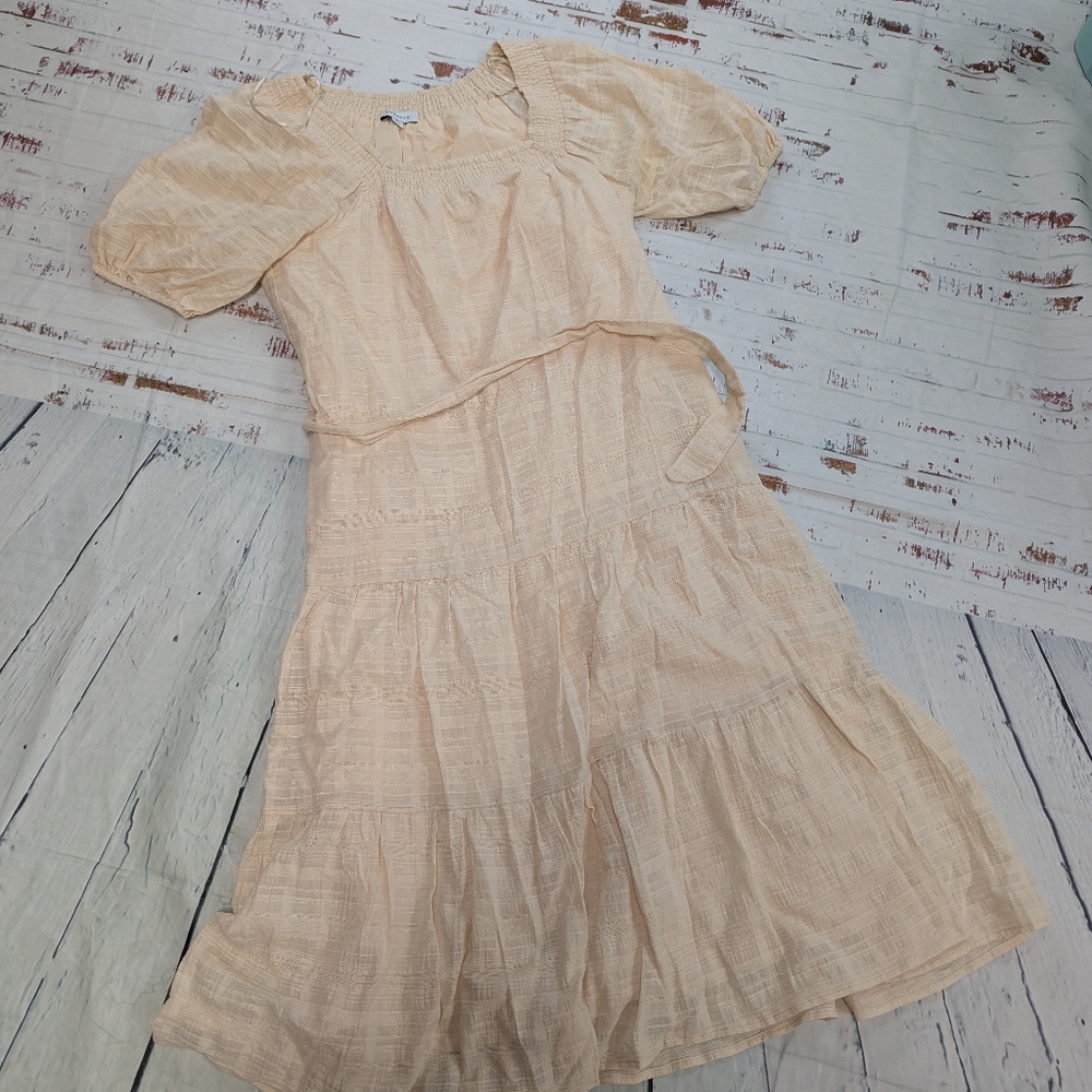 Evereve Cream Tiered Square-Neck Midi Dress - Picture 9 of 16